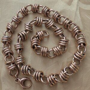 Vintage Milor 196O's Chunky Italian Bronze Golden unique 20" necklace